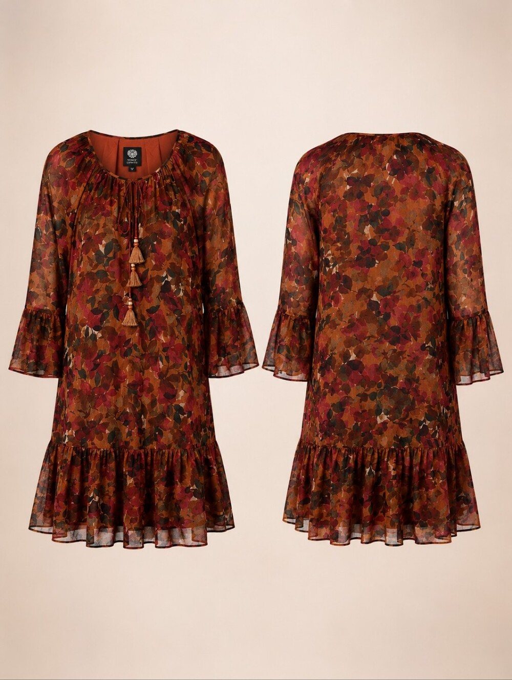 Vince Camuto Sheer Floral Boho Mini Dress Size 14 Flowing Romantic EUC $128Retai - Picture 5 of 9